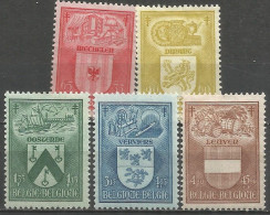 Belgique - Armoiries Et Industries Malines, Dinant, Ostende, Verviers, Louvain N°743à747 * - Unused Stamps