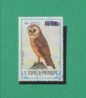 Sao Tomé E Principe Timbre Chouette Surchargé Oblitéré (lot 89a) - Sao Tome Et Principe