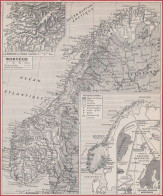 Norvège. Cartes Politique Avec Chemin De Fer, Du Secteur Polaire Norvégien Et économique Des Productions. Larousse 1948. - Documentos Históricos