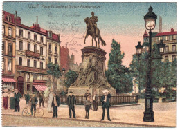 AK Lille Place Richebe Statue Faidherbe 1915 - Autres & Non Classés