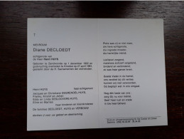 Diane Decloedt ° Zandvoorde 1922 + Knokke 1991 X Henri Huys (Fam: Verbouw - Degrendel - Desloovere) - Décès