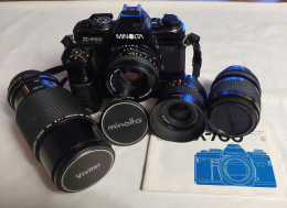 Minolta X-700 With Motor Drive 1 And Lenses - Macchine Fotografiche