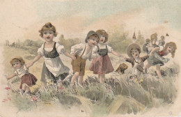 CE28 -  SCENE CHAMPETRE - GROUPE D' ENFANTS DANS LES PRES - VIENNOISE - ILLUSTRATEUR  - 2 SCANS - Taferelen En Landschappen