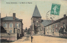 08 ARDENNES - VONCQ La Mairie Et L'Eglise, Carte Toilée - Autres & Non Classés