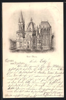Lithographie Aachen, Der Dom  - Aken