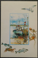 F96  Carte Postale  A Quai  Aquarelle De Nicole Massiaux - Malerei & Gemälde