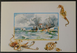 F97  Carte Postale  L'hippocampe  Aquarelle De Nicole Massiaux - Pintura & Cuadros
