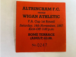 Football Ticket Billet Jegy Biglietto Eintrittskarte Altrincham FC - Wigan Athletic 14/11/1987 - Eintrittskarten
