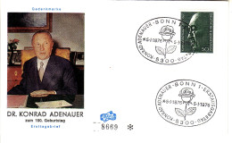 DEUTSCHLAND MI-NR. 876 FDC(FIDACOS) MITLÄUFER 1976 KONRAD ADENAUER - Idées Européennes