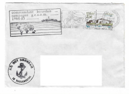 174 JDA -PORTE-HÉLICOPTÈRES JEANNE D'ARC - CDT BOURDAIS  - CAMPAGNE1984-1985  (Cachet Du Vaguemestre Du BOURDAIS) - Naval Post