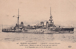 BE Nw3- " LIBERTE " - CUIRASSE D'ESCADRE - MARINE NATIONALE - CARTE PUBLICITAIRE REOUVERTURE CAFE BAR , RUE RAMEY PARIS  - Warships