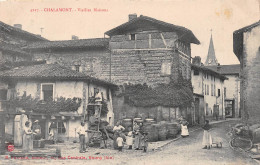 CHALAMONT (Ain) - Vieilles Maisons - Scieurs De Long, Tonneaux, Fontaine, Lavandière, Laveuse - Voyagé 1909 (2 Scans) - Sin Clasificación