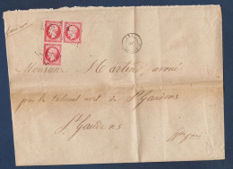 Enveloppe  De ST GIRONS Avec Equerre De 3  80c Napoléon N° 17B - 1849-1876: Klassieke Periode