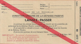 Laissez Passer De La Ville De LA ROCHELLE - Other & Unclassified