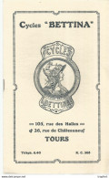 GG / Livret Tarif Catalogue CYCLE BETTINA TOURS Avec Ses Deux Plaques Identité Acier Velo Bicyclette Cyclisme - Sport