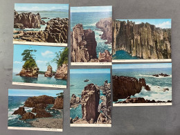 Lot Of 7 奇勝 東尋坊Rocks, View Of Tojinbo, Echizen-Kaga Kaigan Quasi-National Park,  Sakai, Fukui , JAPAN JAPON POSTCARD - Otros & Sin Clasificación