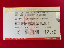 Football Ticket Billet Jegy Biglietto Eintrittskarte Arsenal FC - Newcastle United 23/03/1996 - Tickets D'entrée