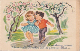 CE28 - " QUAND NOUS JOUIONS A LA MARELLE... CERISIER  .. ET POMMIER ..." - COUPLE  - ILLUSTRATEUR  - Humour