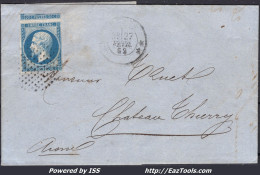 FRANCE N° 14B SUR LETTRE AVEC CERCLE DE POINTS + CAD PARIS DU 27/02/1862 - 1853-1860 Napoleon III