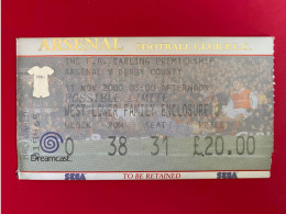 Football Ticket Billet Jegy Biglietto Eintrittskarte Arsenal FC - Derby County 11/11/2000 - Tickets - Vouchers