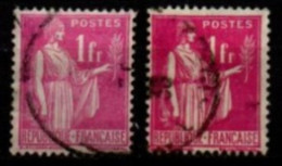 FRANCE    -   1937 .   Y&T N° 369 Oblitérés.    Nuances - 1932-39 Paz