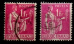 FRANCE    -   1937 .   Y&T N° 369 Oblitérés.    Nuances - 1932-39 Paz