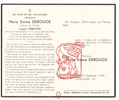 DP Maria Emma Derouck ° Semmerzake Gavere 1869 † Lier 1949 X August Verleyen - Images Religieuses