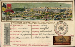 Gaufré Lithographie Panorama Der Weltausstellung Zu Lüttich, Fahne, Blason - Autres & Non Classés
