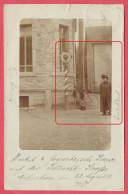 Schlucht Vosges Rare Carte Photo Poteau Frontière Au Col De La Schlucht Entre France Et Allemagne - Femme Et Vélo 1909. - Andere & Zonder Classificatie