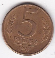 Russie 5 Roubles 1992 Saint Pétersbourg , En Acier Recouvert De Laiton , Y# 312 - Russland