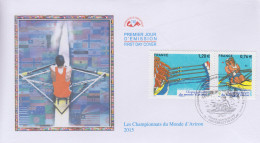 Enveloppe   FDC  1er  Jour    FRANCE    Championnats  Du  Monde  D' AVIRON      AIGUEBELETTE   LE   LAC   2015 - 2010-2019