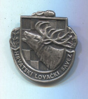 Hunting Hunt Jagd Caccia - Croatia  Association, Vintage Pin Badge Abzeichen - Dieren