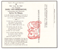 DP Emiel Van Meirhaeghe ° 1862 † Huise Zingem 1949 X Sylvie De Kimpe - Devotion Images