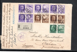 1942, 25 , 30 , 50 C. , 7 Stamps " App. Propaganda " Registered Cover To Switzerland , Scarce  Abroad ! Lettera Estero ! - Marcophilie