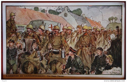 Cpa Ak Pk Illustrateur MILITARIA - Guerre 14-18 - Illustration James Thiriar - Fanfare Accordéon - Oorlog 1914-18
