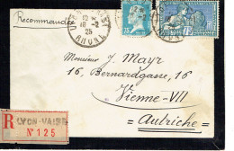 Tarifs Postaux Etranger Du 01-04-1924 (28) Pasteur N° 177 75 C.+  Arts Déco 75 C. Lettre Recommandée 20  G. Pour L'Autri - 1922-26 Pasteur