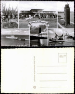 Ansichtskarte Cuxhaven MB: Hafen, Leuchtturm, Restaurant, Fähre 1961 - Cuxhaven