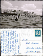 Ansichtskarte Borkum Strand Nordsee Badeleben Leute Im Wasser 1965 - Borkum