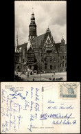 Postcard Breslau Wrocław Rathaus, Parkplatz - Straßenbahn 1962  Gel. Briefmarke - Schlesien