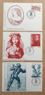 La Poste Souvenirs 3 Cartonnettes - Mme De Sévigné 2001 + Melle De Bonneuil 2003 + Michel-Ange 2004 - Postdokumente