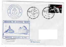 182 JDA -PORTE-HÉLICOPTÈRES JEANNE D'ARC - E.V. HENRY   - CAMPAGNE1991-1992  ESCALE LA REUNION ( OBLITERATION  LE PORT) - Correo Naval