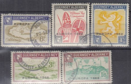 INSEL ALDERNEY (Guernsey), Nichtamtl. Briefmarken, 5 Marken, Gestempelt, Europa 1962, Wilhem Der Eroberer U.a. - Alderney