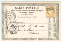 CARTE PRECURSEUR Envoi De DELOGE De LAMOTTE BEUVRON 41 Pour L'hopital Marchand De Sacs à ORLEANS - 1849-1876: Classic Period