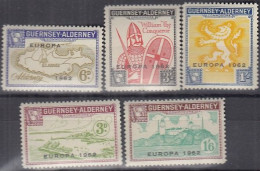 INSEL ALDERNEY (Guernsey), Nichtamtl. Briefmarken, 5 Marken, Ungebraucht **, Europa 1962, Wilhem Der Eroberer U.a. - Alderney