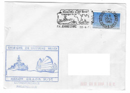 183 JDA -PORTE-HÉLICOPTÈRES JEANNE D'ARC - E.V. HENRY   - CAMPAGNE1991-1992  ESCALE LE PORT - LA REUNION - Poste Navale