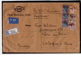 1939 , High Franking , 1 $ , 3 Stamps ,5,10,30 C. On Registered Airmail Cover To Germany, " SINGAPORE-REGISTERED" #186 - Malayan Postal Union