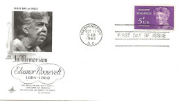 USA  1963 E. Roosevelt (1884-1962), Politician And Publicist, Wife Of The President, Mi 849, FDC - Briefe U. Dokumente