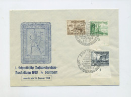 1938 3. Reich Schmuckbrief Schwäb. Postwertzeichenausstellung Mit Minr 653 Unterrand Mit Formnummer 1 (spiegelverkehrt) - Brieven En Documenten