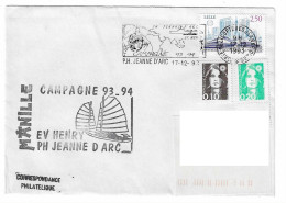187 JDA -PORTE-HÉLICOPTÈRES JEANNE D'ARC - E.V. HENRY   - CAMPAGNE1993-1994   - ESCALE DE MANILLE - Scheepspost