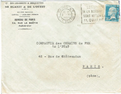 177 Pasteur 75 C. . Bleu (23) Lettre Double Pour L'Intérieur Perforé GC Tarifs Du 09-08-1926 - 1922-26 Pasteur